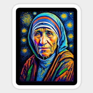 Mother Teresa in starry night Sticker